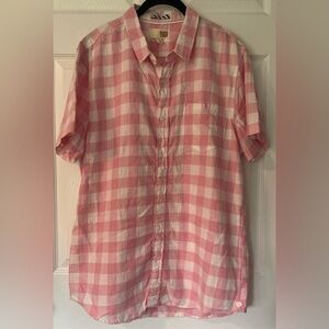 New With Tags 1901 Pink Shore Buffalo Button Down Short Sleeved Shirt